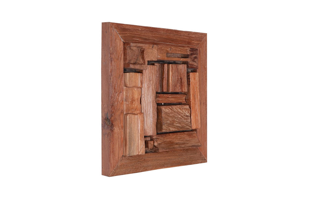 Phillips Collection Asken Wall Tile - Handcrafted Reclaimed Wood Art With Unique Cut-outs For Modern Organic Decor Brown Wood Id66897
