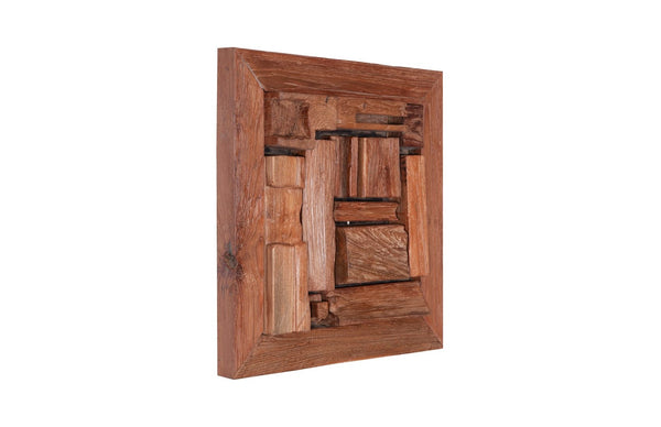 Phillips Collection Asken Wall Tile - Handcrafted Reclaimed Wood Art With Unique Cut-outs For Modern Organic Decor Brown Wood Id66897