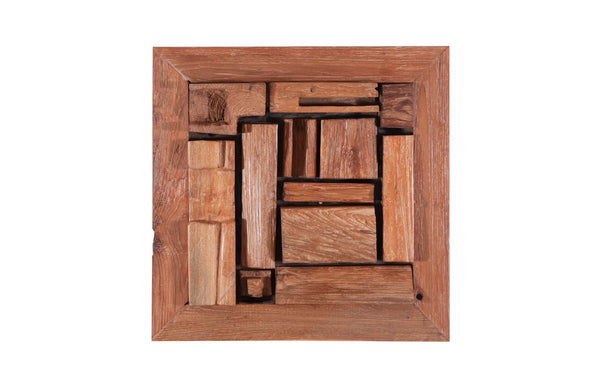 Phillips Collection Asken Wall Tile - Handcrafted Reclaimed Wood Art With Unique Cut-outs For Modern Organic Decor Brown Wood Id66897