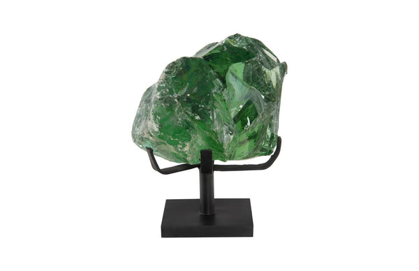 Phillips Collection Refractory Glass Sculpture: Luminous Art Piece With Natural Character And Contemporary Elegance Green Glass Id68665
