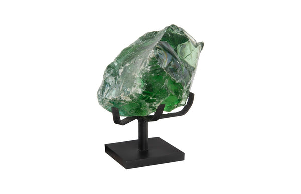 Phillips Collection Refractory Glass Sculpture: Luminous Art Piece With Natural Character And Contemporary Elegance Green Glass Id68665