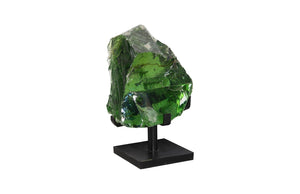 Phillips Collection Refractory Glass Sculpture: Luminous Art Piece With Natural Character And Contemporary Elegance Green Glass Id68665