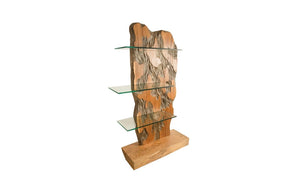 Phillips Collection Suar Wood Open Bookcase Solid Tropical Hardwood Shelving Unit for Living Room ID74140