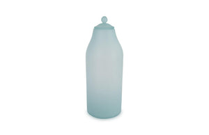 Phillips Collection Frosted Turquoise Lidded Glass Bottle Sculptural Decor for Shelves and Kitchen Vignettes 8 x 8 x 23 ID74393
