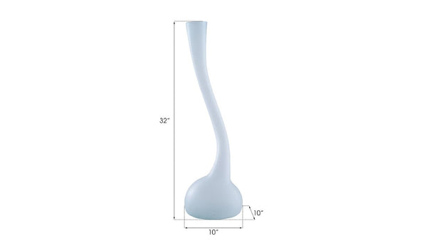 Phillips Collection Frosted Turquoise Hand Blown Glass Sculptural Corkscrew Vase for Mantel or Entryway ID74396