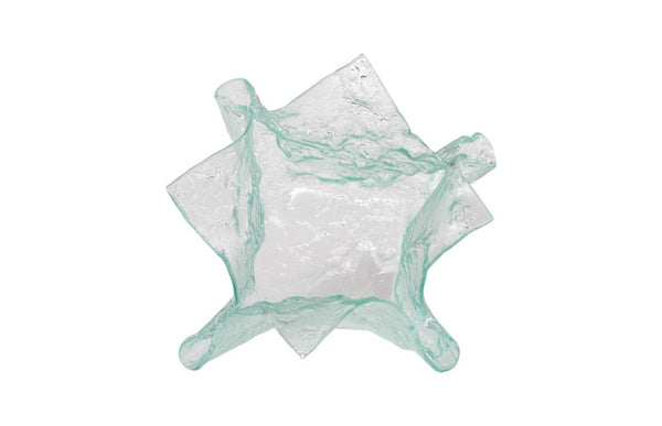 Phillips Collection Bubble Glass Decorative Bowl Handcrafted Turquoise Fluted Artisan Accent Piece ID74540