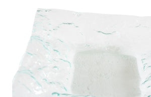 Phillips Collection Bubble Turquoise Glass Plate with Organic Stone Pressed Relief and Fluted Artisan Edges ID74545