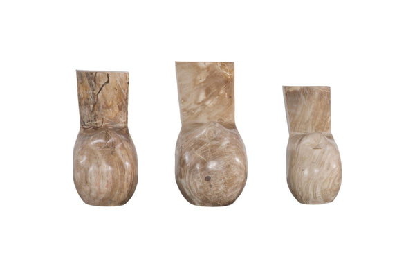 Phillips Collection Petrified Wood Birds Set of 3 - Hand-Carved Natural Elegance for Home Décor & Display Accents ID75023