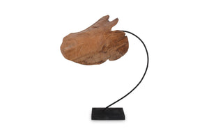 Phillips Collection Carved Leaf Sculpture - Elegant Teak Wood Art Piece With Metal Base For Unique Home Decor Accents Brown,Black Wood ,Teak Id75186