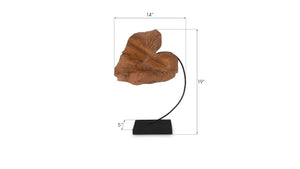 Phillips Collection Carved Leaf Sculpture - Elegant Teak Wood Art Piece With Metal Base For Unique Home Decor Accents Brown,Black Wood ,Teak Id75187