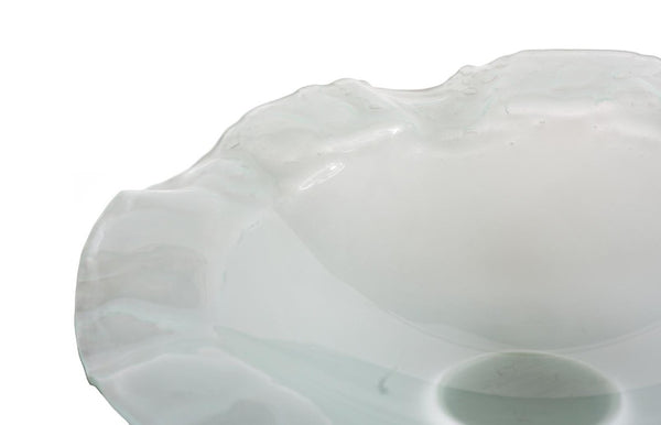 Phillips Collection Frosted Glass Shallow Decorative Bowl with Ring Base for Modern Living Spaces MD With Ring Base ID76849