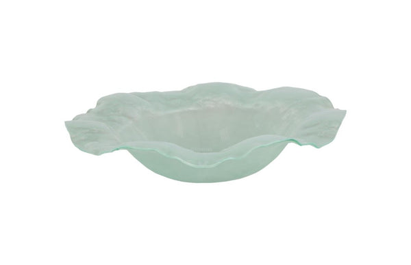 Phillips Collection Frosted Glass Shallow Decorative Bowl with Ring Base for Modern Living Spaces LG Standard ID76851