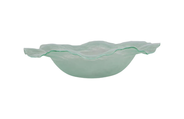 Phillips Collection Frosted Glass Shallow Decorative Bowl with Ring Base for Modern Living Spaces LG Standard ID76851