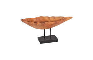 Phillips Collection Carved Leaf Sculpture On Stand - Elegant Hand-carved Mahogany Art For Modern Organic Decor Brown,Black Wood ,Mahogany Id83700