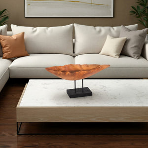 Phillips Collection Carved Leaf Sculpture on Stand - Handcrafted Mahogany Art Piece for Elegant Home Décor Display ID83700