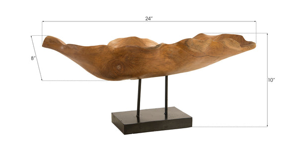 Phillips Collection Carved Leaf Sculpture On Stand - Elegant Hand-carved Mahogany Art For Modern Organic Decor Brown,Black Wood ,Mahogany Id83700