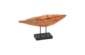 Phillips Collection Carved Leaf Sculpture On Stand - Elegant Hand-carved Mahogany Art For Modern Organic Decor Brown,Black Wood ,Mahogany Id83700