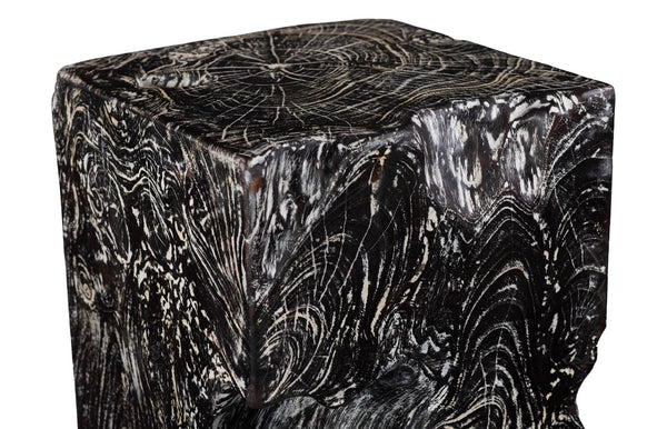 Phillips Collection Black Wash Stool - Handcrafted Solid Wood Accent Piece With Unique Artistic Finish For Any Space Black,Gray Wood Id85087