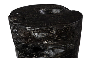 Phillips Collection Black Wash Solid Wood Round Stool Handcrafted Artisan Accent Seat or Plant Stand ID85089