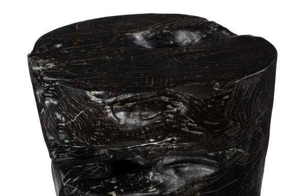 Phillips Collection Black Wash Solid Wood Round Stool Handcrafted Artisan Accent Seat or Plant Stand ID85089