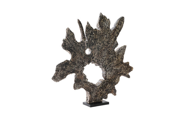 Phillips Collection Teak Wood Sculpture on Stand - Handcrafted Black Wash Driftwood Design for Modern Coastal Interiors ID85091