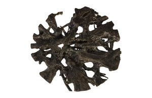 Phillips Collection Flux Solid Teak Root Slab Coffee Table with Black Wash Finish and Iron Legs ID85099