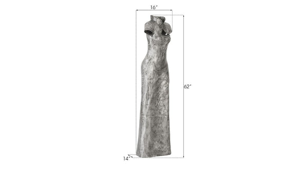 Phillips Collection Dress Sculpture Hand Formed Aluminum Figure Life Sized Statement Art for Entryway ID96058