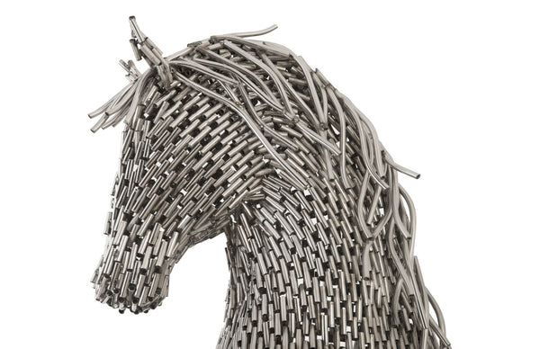 Phillips Collection Horse Pipe Sculpture - Stunning Rearing Design in High-Polish Stainless Steel for Home & Gallery Decor ID96059