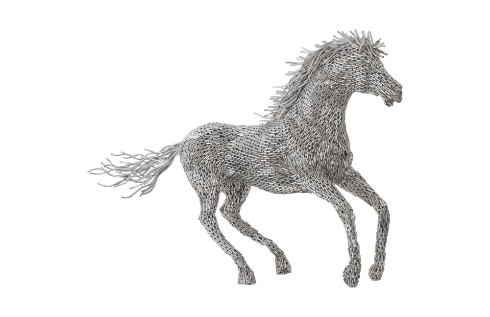 Phillips Collection Horse Galloping Sculpture in Polished Stainless Steel - Dynamic Art for Modern Interiors & Outdoors ID96060