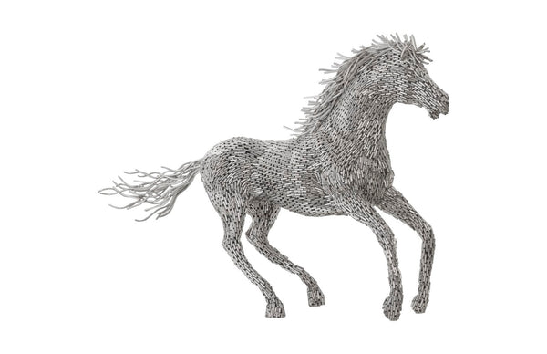 Phillips Collection Horse Galloping Sculpture in Polished Stainless Steel - Dynamic Art for Modern Interiors & Outdoors ID96060