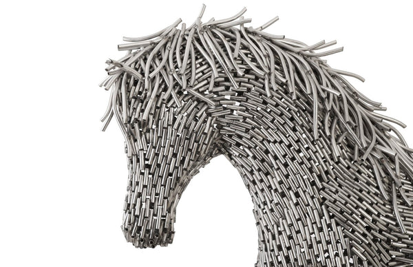 Phillips Collection Horse Pipe Sculpture – Award-Winning Art by Timbul Raharjo, Lifelike Stainless Steel Design, 96" Long ID96061