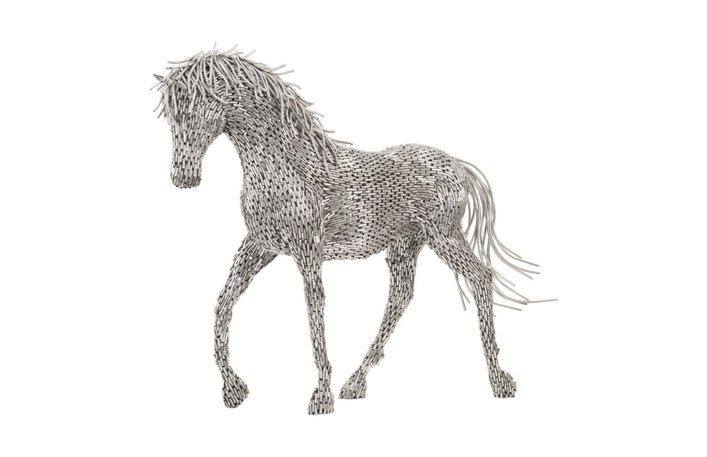 Phillips Collection Horse Pipe Sculpture – Award-Winning Art by Timbul Raharjo, Lifelike Stainless Steel Design, 96" Long ID96061