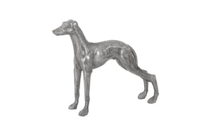 Phillips Collection Posing Dog Aluminum Sculpture with Antiqued Black Silver Patina for Modern Interiors ID96063