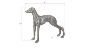 Phillips Collection Posing Dog Aluminum Sculpture with Antiqued Black Silver Patina for Modern Interiors ID96063