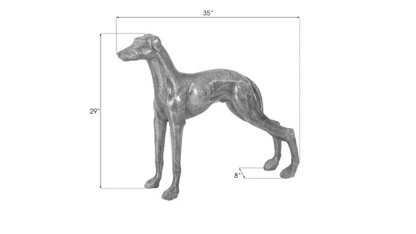 Phillips Collection Posing Dog Aluminum Sculpture with Antiqued Black Silver Patina for Modern Interiors ID96063