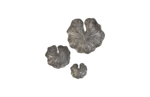 Phillips Collection Lotus Leaf Aluminum Wall Sculpture Set of 3 Polished Silver Modern Organic Art Panels ID96066