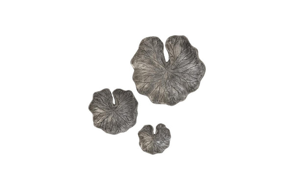 Phillips Collection Lotus Leaf Aluminum Wall Sculpture Set of 3 Polished Silver Modern Organic Art Panels ID96066