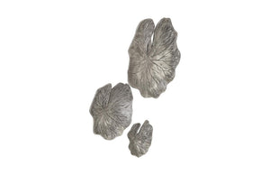 Phillips Collection Lotus Leaf Aluminum Wall Sculpture Set of 3 Polished Silver Modern Organic Art Panels ID96066