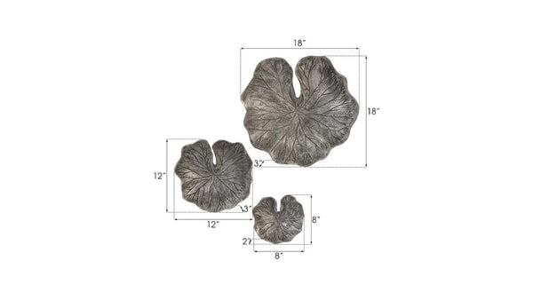 Phillips Collection Lotus Leaf Aluminum Wall Sculpture Set of 3 Polished Silver Modern Organic Art Panels ID96066