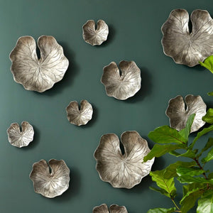 Phillips Collection Lotus Leaf Aluminum Wall Sculpture Set of 3 Polished Silver Modern Organic Art Panels ID96066