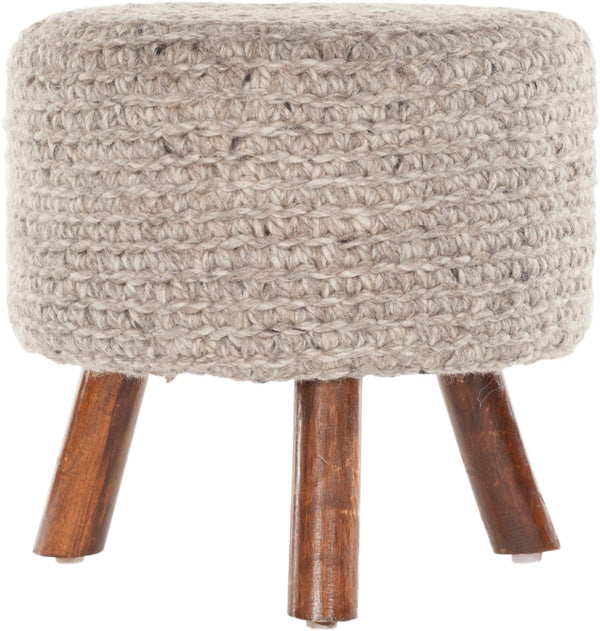 Chandra Rugs Handmade Contemporary Stool - Artisan-crafted 100% Wool Seating For Modern Homes & Cozy Spaces Natural Mix Wool Ida40400-stool