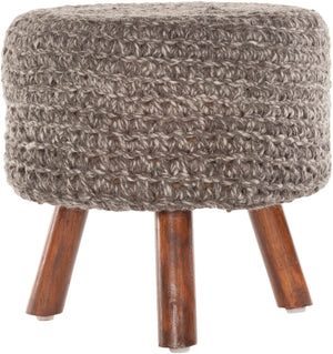Chandra Rugs Handmade Contemporary Stool – Unique Artisan Design In Premium Wool For Stylish Living Space Comfort Charcoal Mix Wool Ida40401-stool