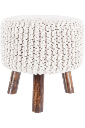 Chandra Rugs Handmade Contemporary Stool - Unique Cotton Accent For Modern Living Spaces, Durable & Stylish Comfort White Cotton Ida40406-stool