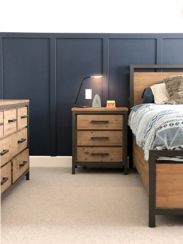 Lh Imports Irondale Nightstand - Elevate Your Home Decor With Stylish Storage And Timeless Design Elements Brown,Grey Acacia,Mdf Acacia Veneer,Iron Idb02