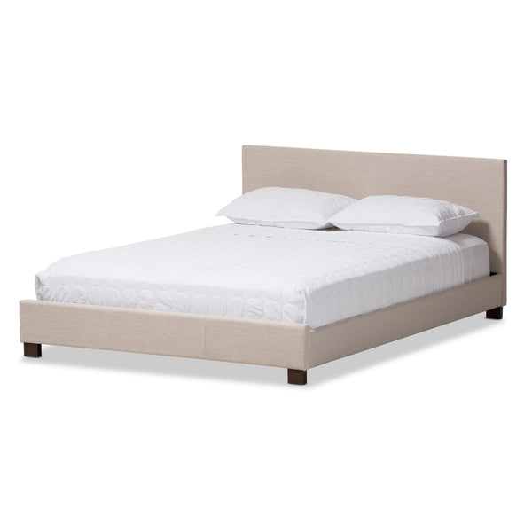 Baxton Studio Baxton Studio Elizabeth Queen Size Upholstered Platform Bed – Modern Beige Design with Supportive Slats IDB048-Beige-Queen