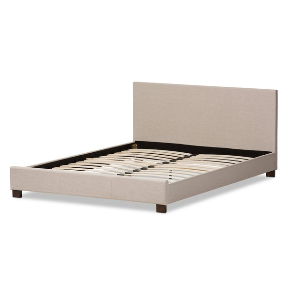 Baxton Studio Baxton Studio Elizabeth Queen Size Upholstered Platform Bed – Modern Beige Design with Supportive Slats IDB048-Beige-Queen