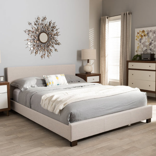 Baxton Studio Baxton Studio Elizabeth Modern Upholstered Platform Bed with Panel-Stitched Design for Stylish Comfort Beige Full IDB048-Beige-Full