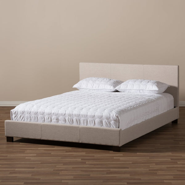 Baxton Studio Baxton Studio Elizabeth Queen Size Upholstered Platform Bed – Modern Beige Design with Supportive Slats IDB048-Beige-Queen