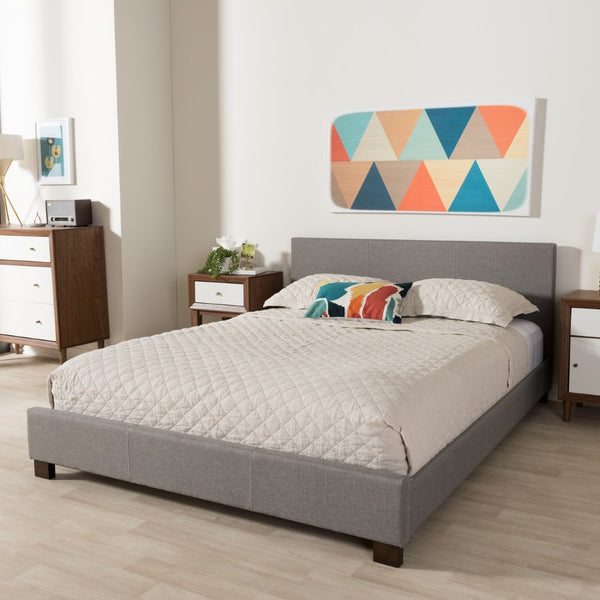 Baxton Studio Baxton Studio Elizabeth Modern Upholstered Platform Bed with Panel-Stitched Design for Stylish Comfort Grey Full IDB048-Grey-Full