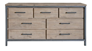 Lh Imports Irondale 7 Drawer Dresser - Stylish Storage Solution For Your Home Decor And Organization Needs Brown,Grey Acacia,Mdf Acacia Veneer,Iron Idb07